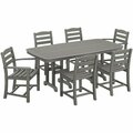 Polywood La Casa Cafe 7-Piece Slate Grey Dining Set with Nautical Table 633PWS1311GY